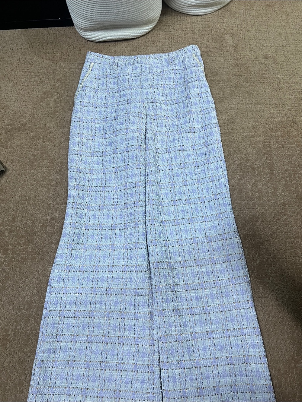 Walter Baker Lilac Tweed Skirt with Subtle Gold Accents